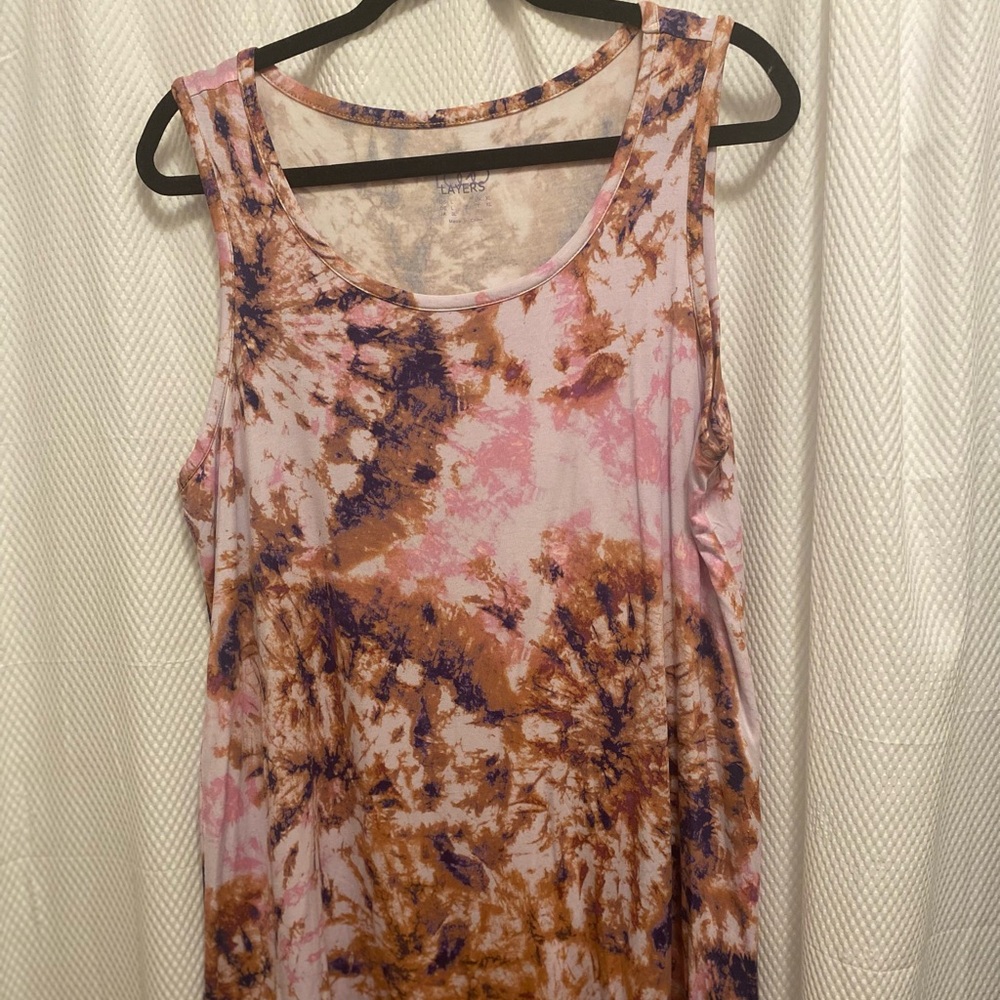 Logo Layers Pink/Brown Tank Tunic L